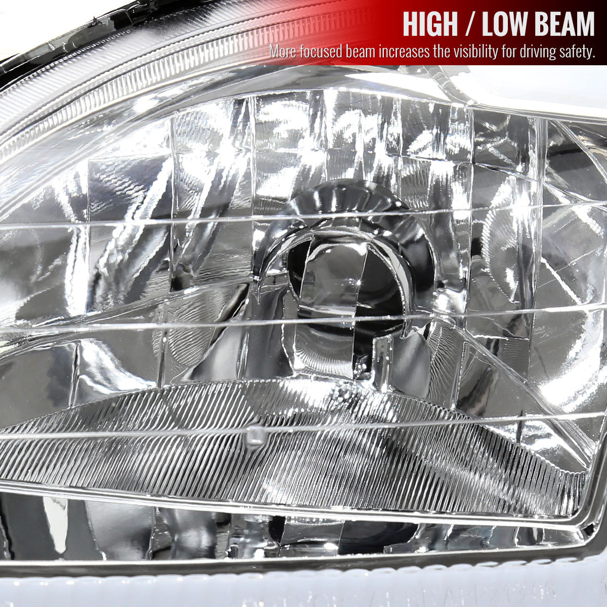1996-1998 Honda Civic Coupe / Sedan LED Bar Factory Style Headlights (Chrome Housing / Clear Lens)
