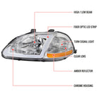 1996-1998 Honda Civic Coupe / Sedan LED Bar Factory Style Headlights (Chrome Housing / Clear Lens)