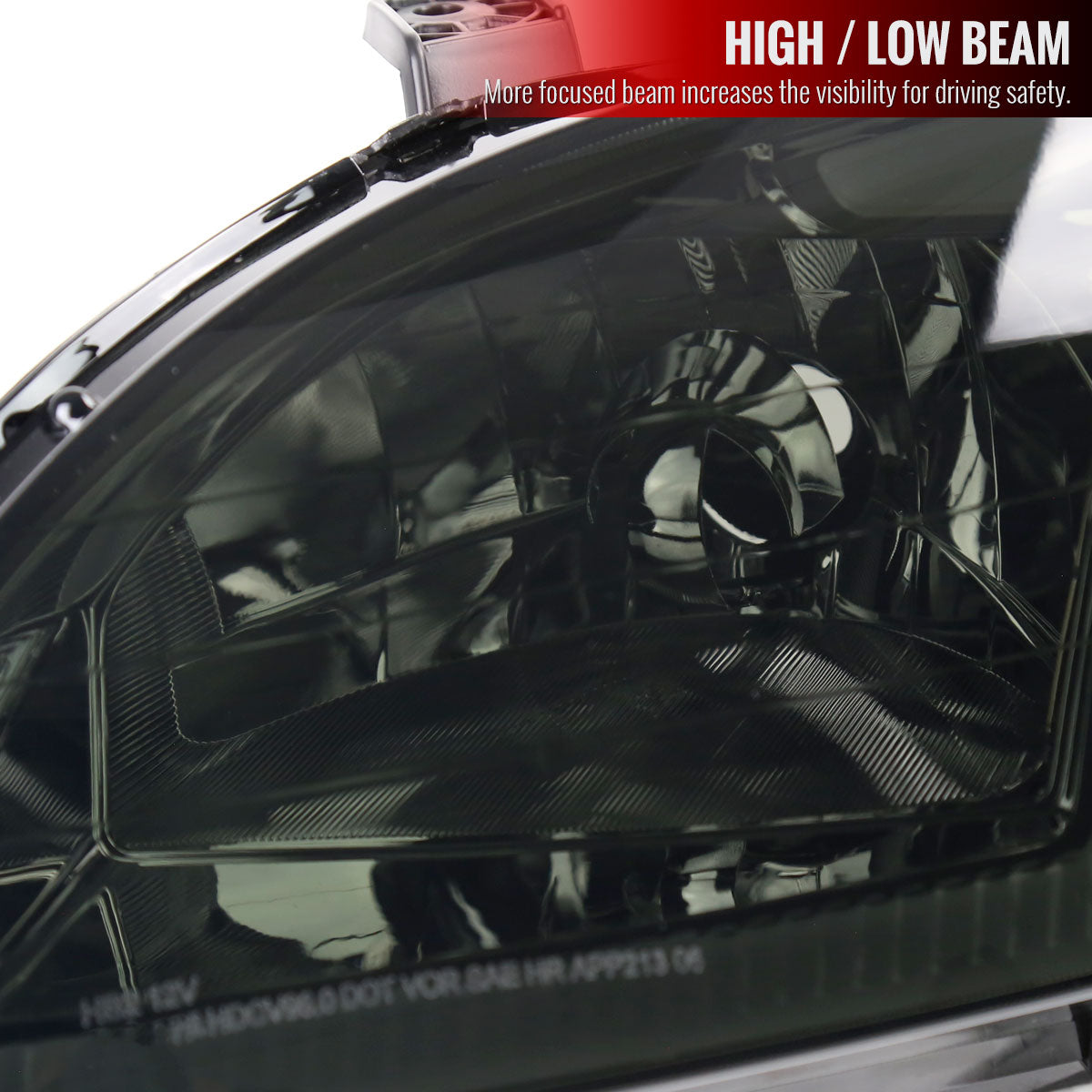 1996-1998 Honda Civic Coupe / Sedan LED Bar Factory Style Headlights (Chrome Housing / Smoked Lens)