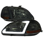 1996-1998 Honda Civic Coupe / Sedan LED Bar Factory Style Headlights (Chrome Housing / Smoked Lens)