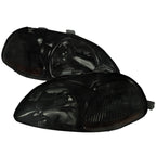 1996-1998 Honda Civic Factory Style Headlights - Chrome/Smoke Lens