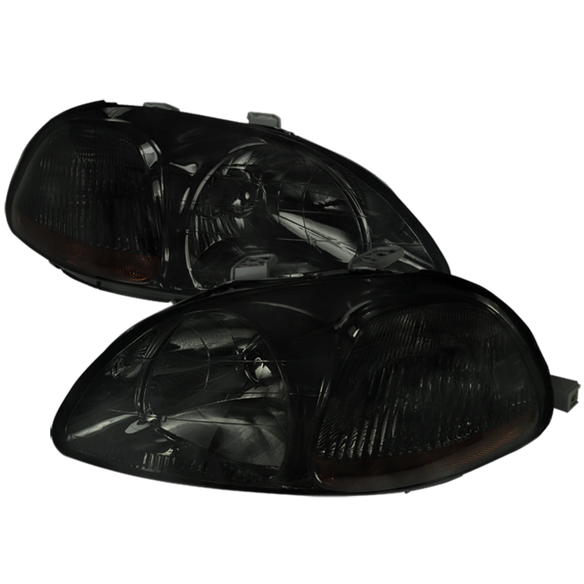 1996-1998 Honda Civic Factory Style Headlights (Chrome Housing / Smoked Lens)
