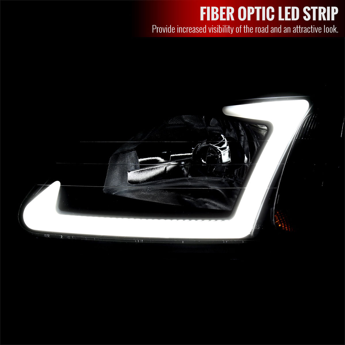 1996-1998 Honda Civic Coupe / Sedan LED Bar Factory Style Headlights (Matte Black Housing / Clear Lens)