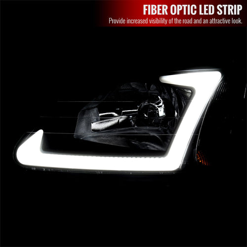 1996-1998 Honda Civic Coupe / Sedan LED Bar Factory Style Headlights (Matte Black Housing / Clear Lens)