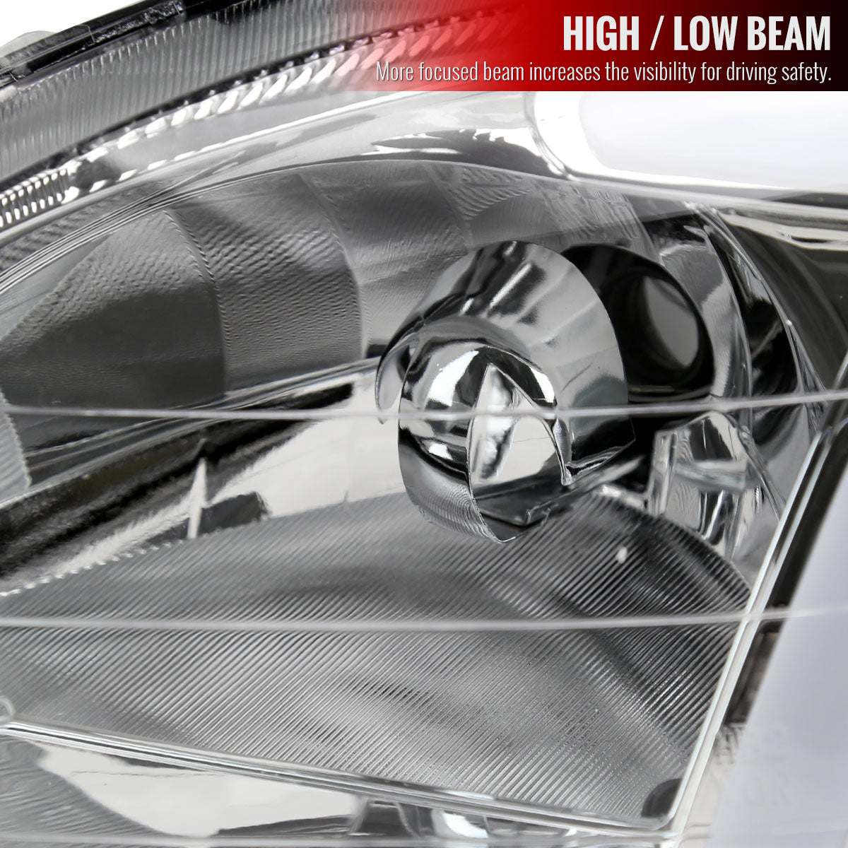 1999-2000 Honda Civic Coupe / Sedan LED Bar Factory Style Headlights (Chrome Housing / Clear Lens)