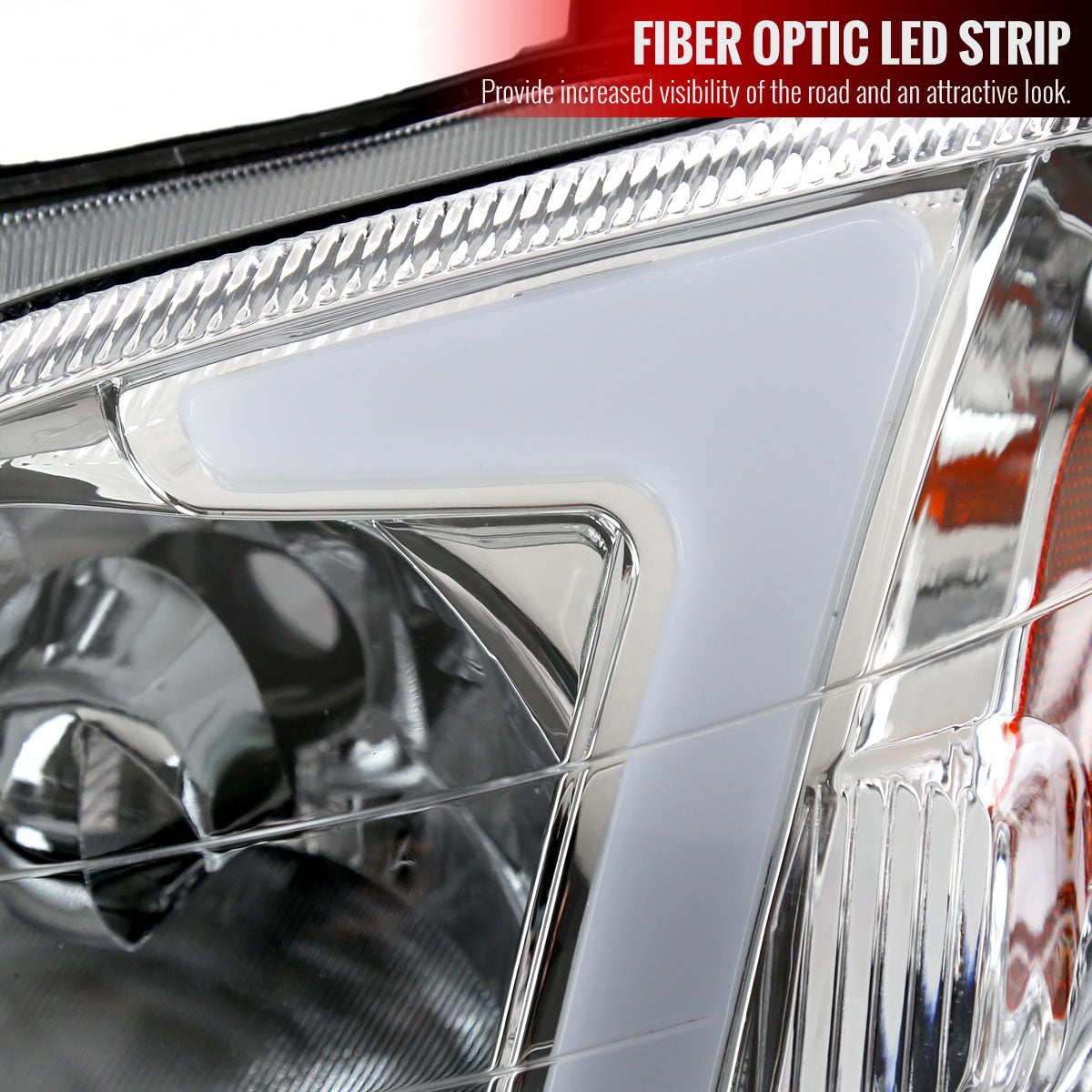 1999-2000 Honda Civic Coupe / Sedan LED Bar Factory Style Headlights (Chrome Housing / Clear Lens)