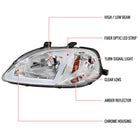 1999-2000 Honda Civic Coupe / Sedan LED Bar Factory Style Headlights (Chrome Housing / Clear Lens)