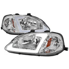 1999-2000 Honda Civic Coupe / Sedan LED Bar Factory Style Headlights (Chrome Housing / Clear Lens)