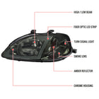 1999-2000 Honda Civic Coupe / Sedan LED Bar Factory Style Headlights (Chrome Housing / Smoked Lens)