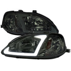 1999-2000 Honda Civic Coupe / Sedan LED Bar Factory Style Headlights (Chrome Housing / Smoked Lens)