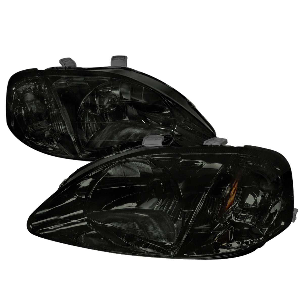 1999-2000 Honda Civic Factory Style Headlights (Chrome Housing / Smoked Lens)