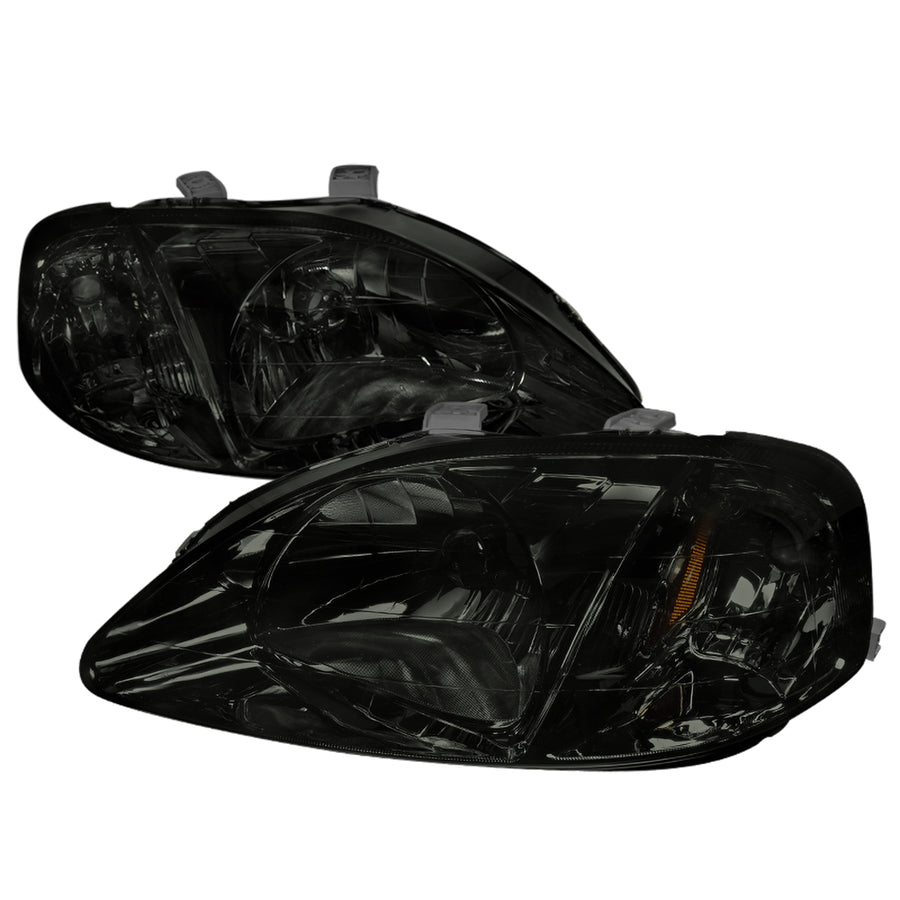 1999-2000 Honda Civic Factory Style Headlights (Chrome Housing / Smoked Lens)