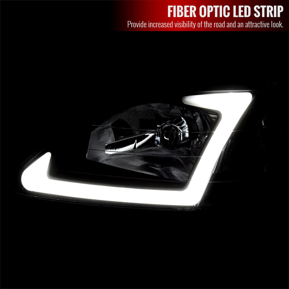 1999-2000 Honda Civic Coupe / Sedan LED Bar Factory Style Headlights (Matte Black Housing / Clear Lens)