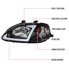 1999-2000 Honda Civic Coupe / Sedan LED Bar Factory Style Headlights (Matte Black Housing / Clear Lens)