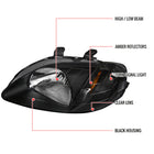 1999-2000 Honda Civic Factory Style Headlights (Matte Black Housing / Clear Lens)