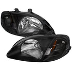 1999-2000 Honda Civic Factory Style Headlights (Matte Black Housing / Clear Lens)