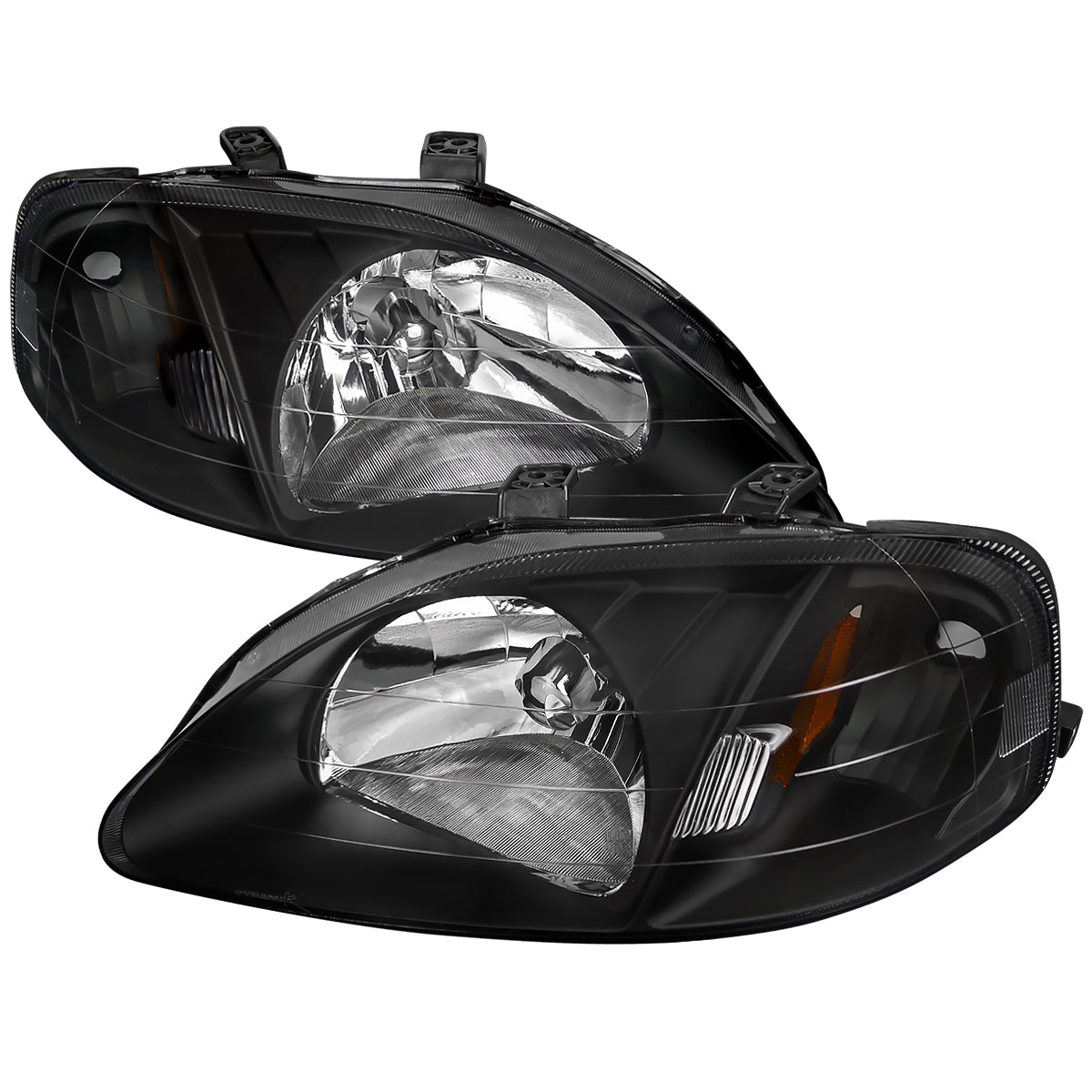 1999-2000 Honda Civic Factory Style Headlights (Matte Black Housing / Clear Lens)