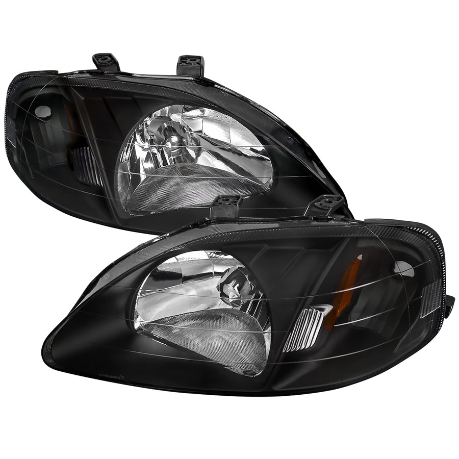 1999-2000 Honda Civic Factory Style Headlights (Matte Black Housing / Clear Lens)