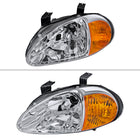 1993-1997 Honda Del Sol Crystal Headlights w/ Amber Reflector (Chrome Housing / Clear Lens)