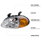 1993-1997 Honda Del Sol Crystal Headlights w/ Amber Reflector (Chrome Housing / Clear Lens)