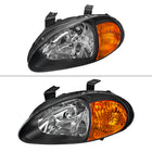 1993-1997 Honda Del Sol Crystal Headlights w/ Amber Reflector (Matte Black Housing / Clear Lens)