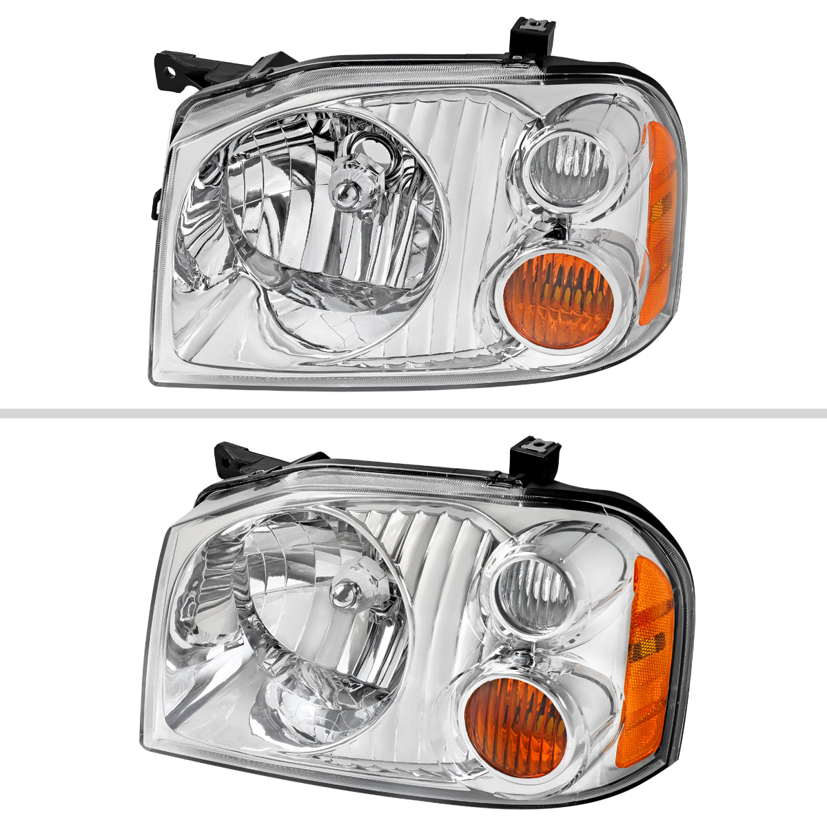 2001-2004 Nissan Frontier XE Factory Style Headlights (Chrome Housing / Clear Lens)