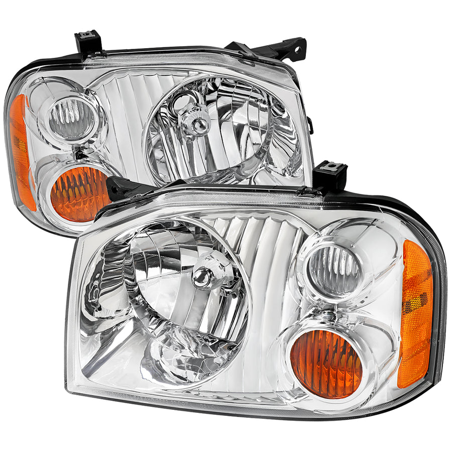 2001-2004 Nissan Frontier XE Factory Style Headlights (Chrome Housing / Clear Lens)