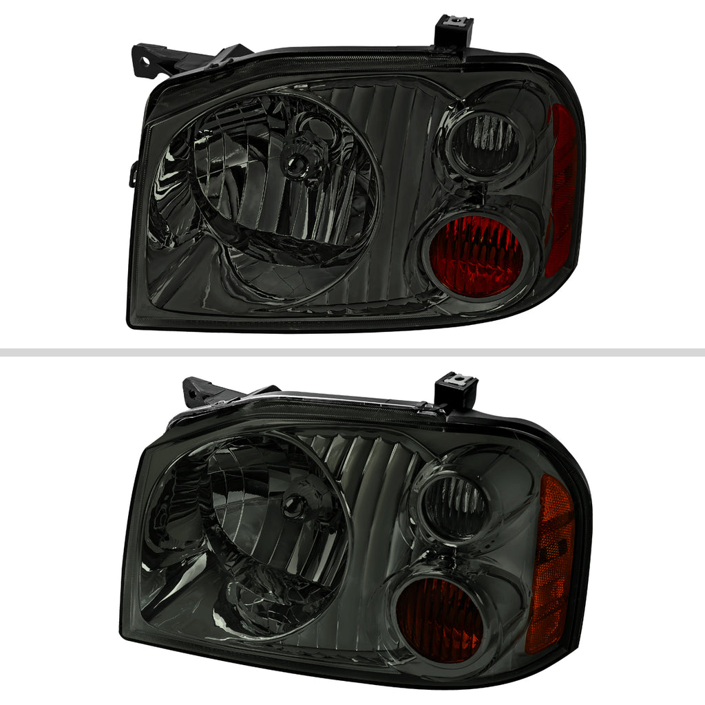 2001-2004 Nissan Frontier XE Factory Style Headlight (Chrome Housing/Smoke Lens)