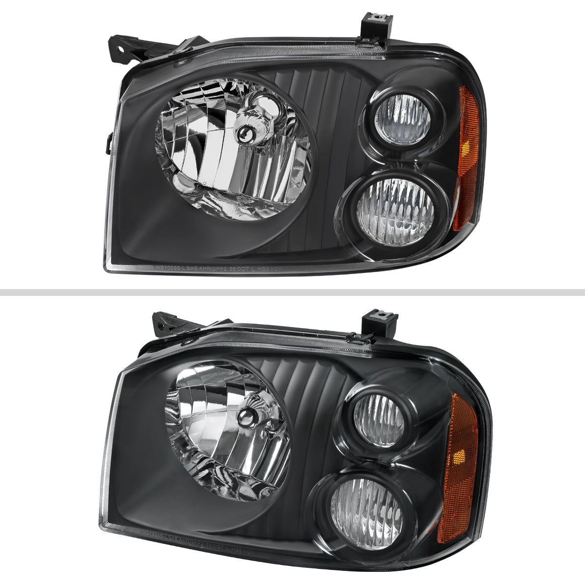 2001-2004 Nissan Frontier XE Factory Style Headlights (Matte Black Housing / Clear Lens)