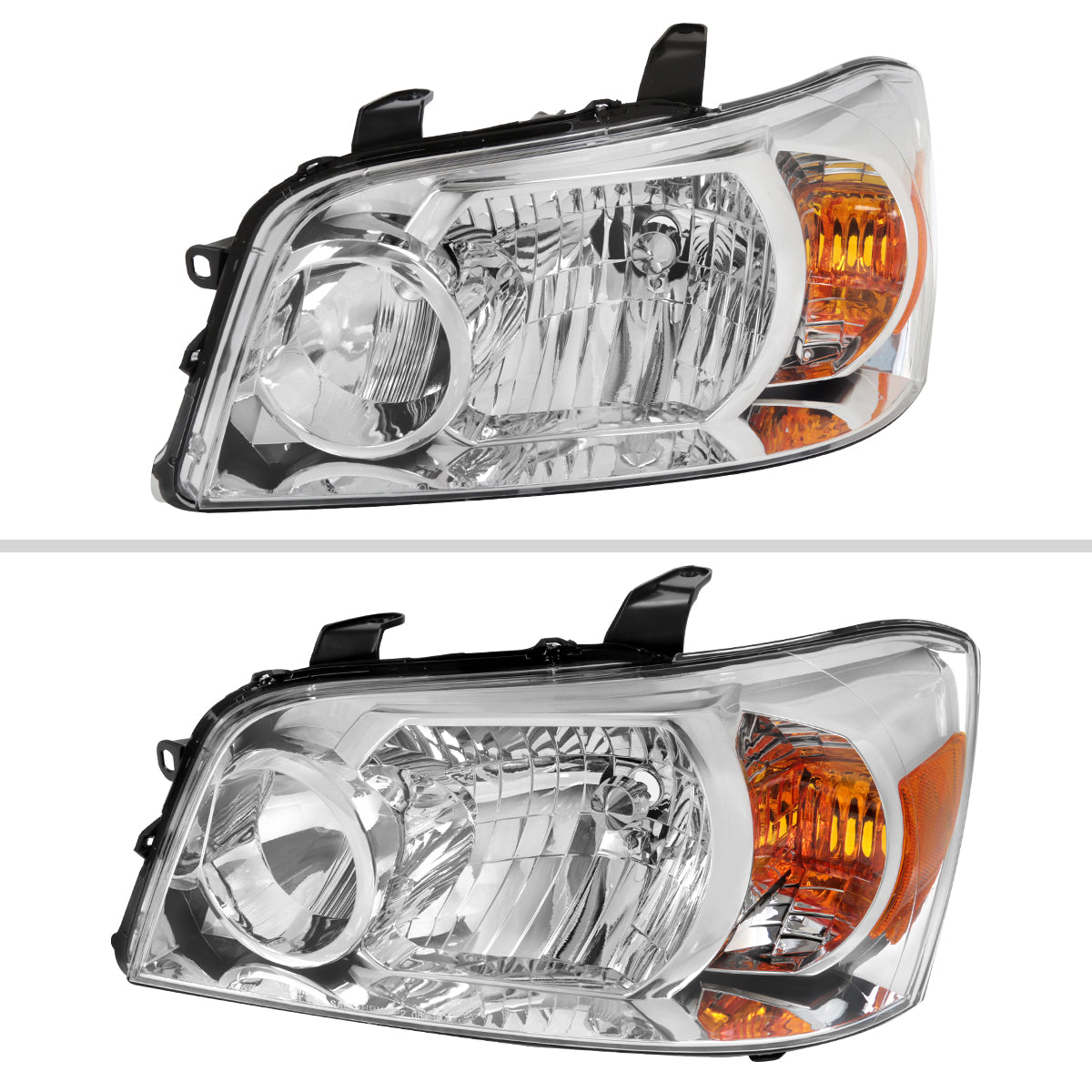 2004-2007 Toyota Highlander Factory Style Headlights (Chrome Housing / Clear Lens)