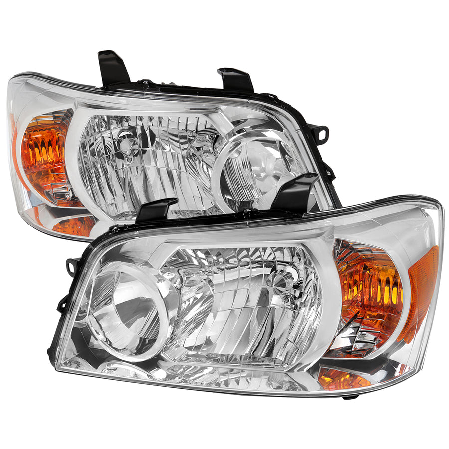 2004-2007 Toyota Highlander Factory Style Headlights (Chrome Housing / Clear Lens)