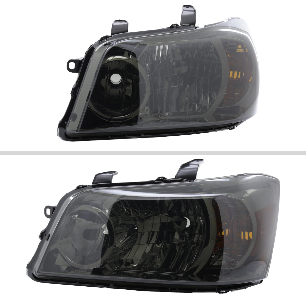 2004-2007 Toyota Highlander Factory Style Headlights (Chrome Housing / Smoked Lens)