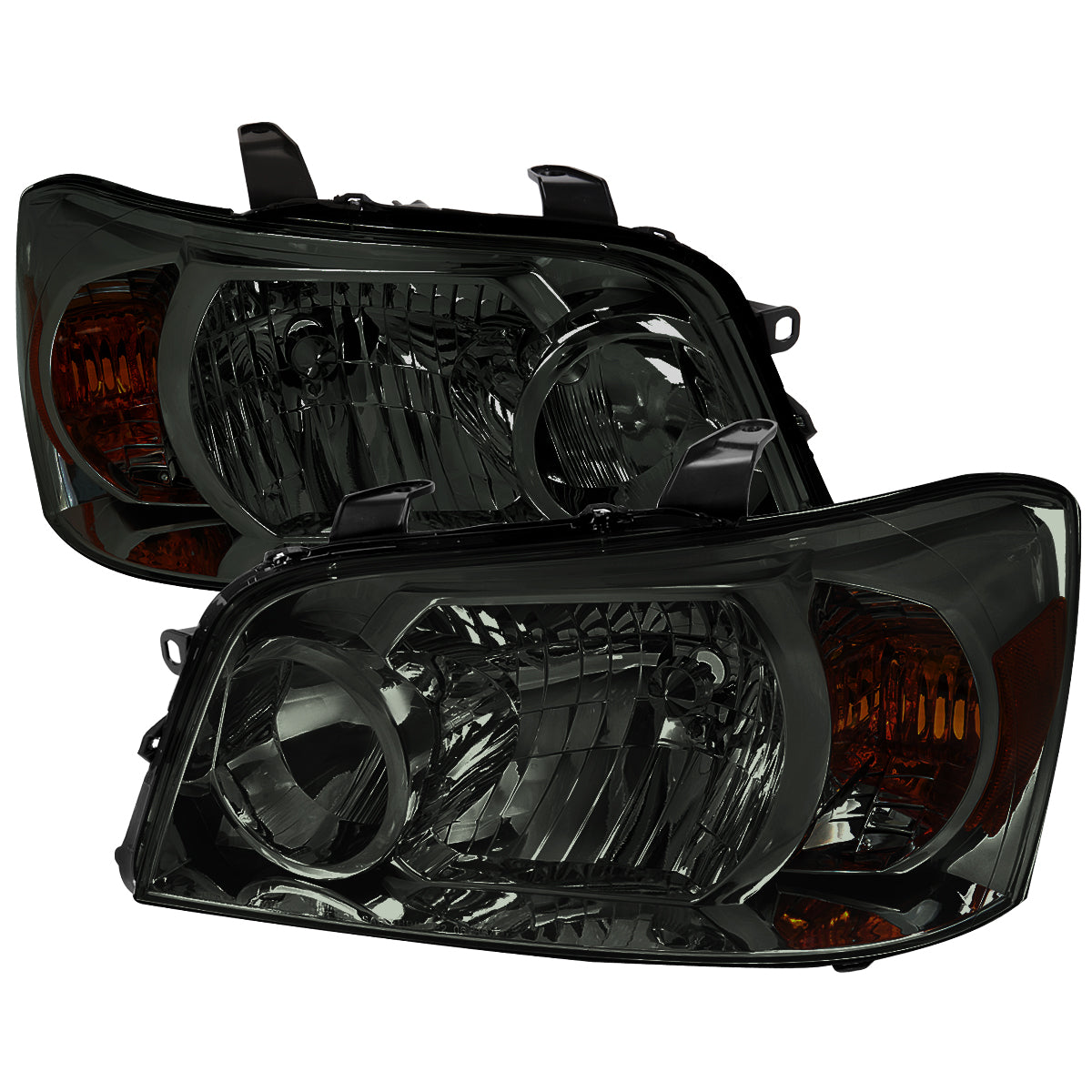 2004-2007 Toyota Highlander Factory Style Headlights (Chrome Housing / Smoked Lens)