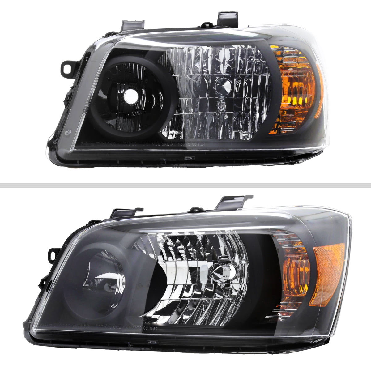 2004-2007 Toyota Highlander Factory Style Headlights (Matte Black Housing / Clear Lens)