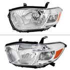 2008-2010 Toyota Highlander Factory Halogen Replacement Headlights (Chrome Housing / Clear Lens)