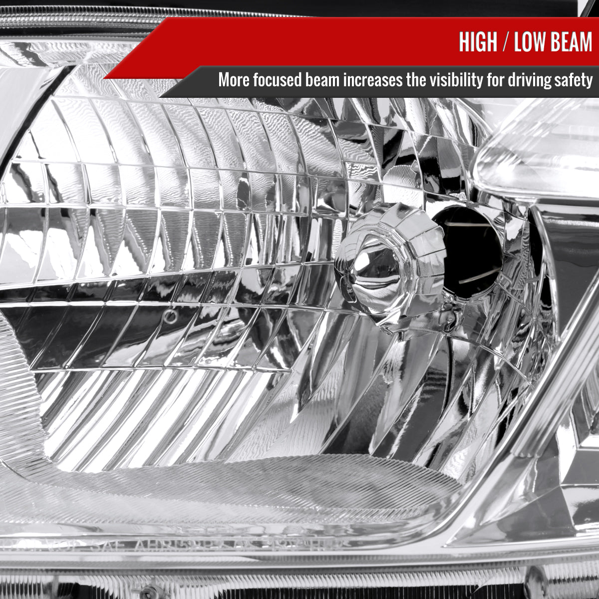 2008-2010 Toyota Highlander Factory Halogen Replacement Headlights (Chrome Housing / Clear Lens)