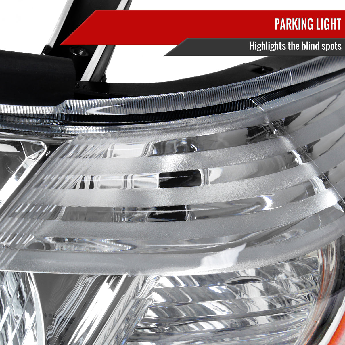 2008-2010 Toyota Highlander Factory Halogen Replacement Headlights (Chrome Housing / Clear Lens)