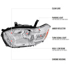 2008-2010 Toyota Highlander Factory Halogen Replacement Headlights (Chrome Housing / Clear Lens)