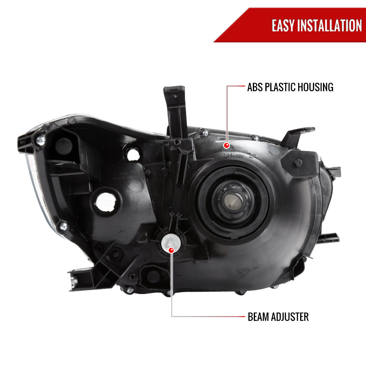 2008-2010 Toyota Highlander Factory Halogen Replacement Headlights (Chrome Housing/Smoked Lens)