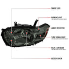 2008-2010 Toyota Highlander Factory Halogen Replacement Headlights (Chrome Housing / Smoked Lens)