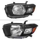 2008-2010 Toyota Highlander Factory Halogen Replacement Headlights (Matte Black Housing / Clear Lens)