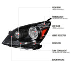 2005-2007 Honda Odyssey Factory Style Crystal Headlights w/ 9006 Bulbs (Matte Black Housing / Clear Lens)