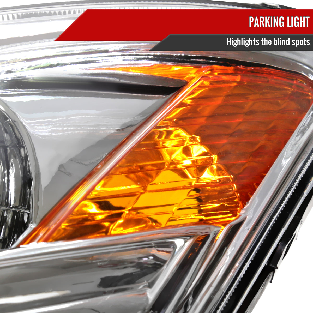 2006-2009 Toyota Prius Factory Style Headlights with Amber Reflector (Chrome Housing / Clear Lens)