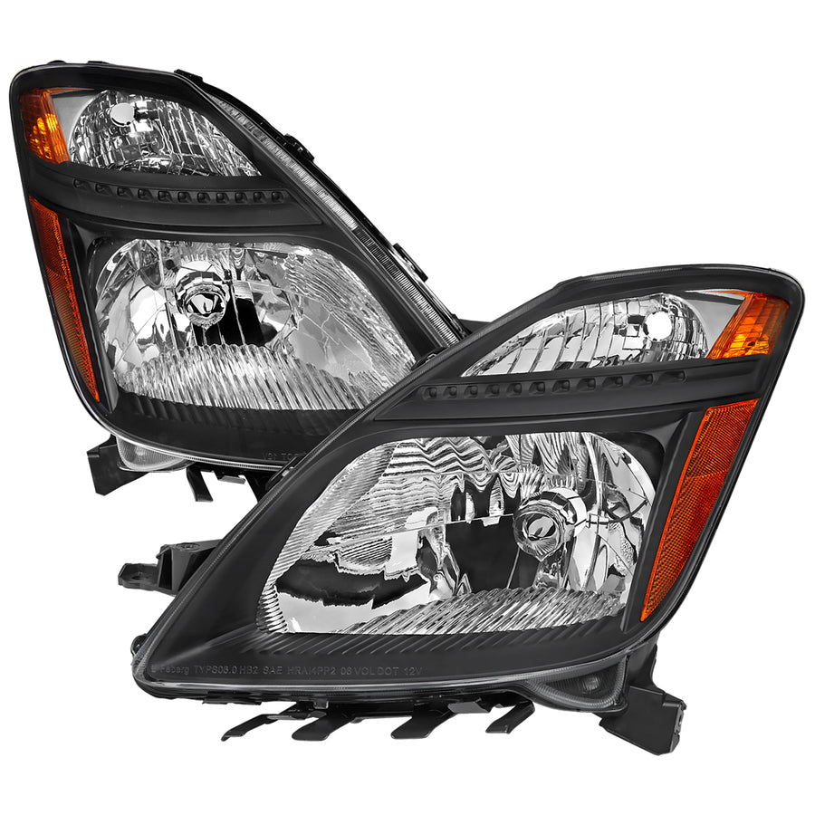 2006-2009 Toyota Prius Factory Style Headlights with Amber Reflector (Matte Black Housing / Clear Lens)