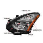 2008-2013 Nissan Rogue / 2014-2015 Rogue Select Factory Style Headlights (Matte Black Housing / Clear Lens)