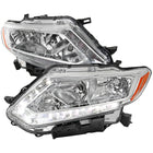 2014-2016 Nissan Rogue LED Strip Factory Style Headlights (Chrome Housing / Clear Lens)