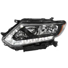 2014-2016 Nissan Rogue LED Strip Factory Style Driver / Left Side Headlight (Matte Black Housing / Clear Lens)