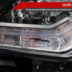 2014-2016 Nissan Rogue LED Strip Factory Style Passenger/Right Side Headlight (Matte Black Housing/Clear Lens)