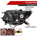 2014-2016 Nissan Rogue LED Strip Factory Style Passenger/Right Side Headlight (Matte Black Housing/Clear Lens)