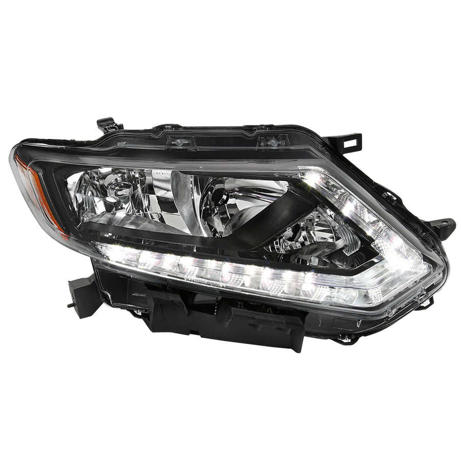 2014-2016 Nissan Rogue LED Strip Factory Style Passenger / Right Side Headlight (Matte Black Housing / Clear Lens)